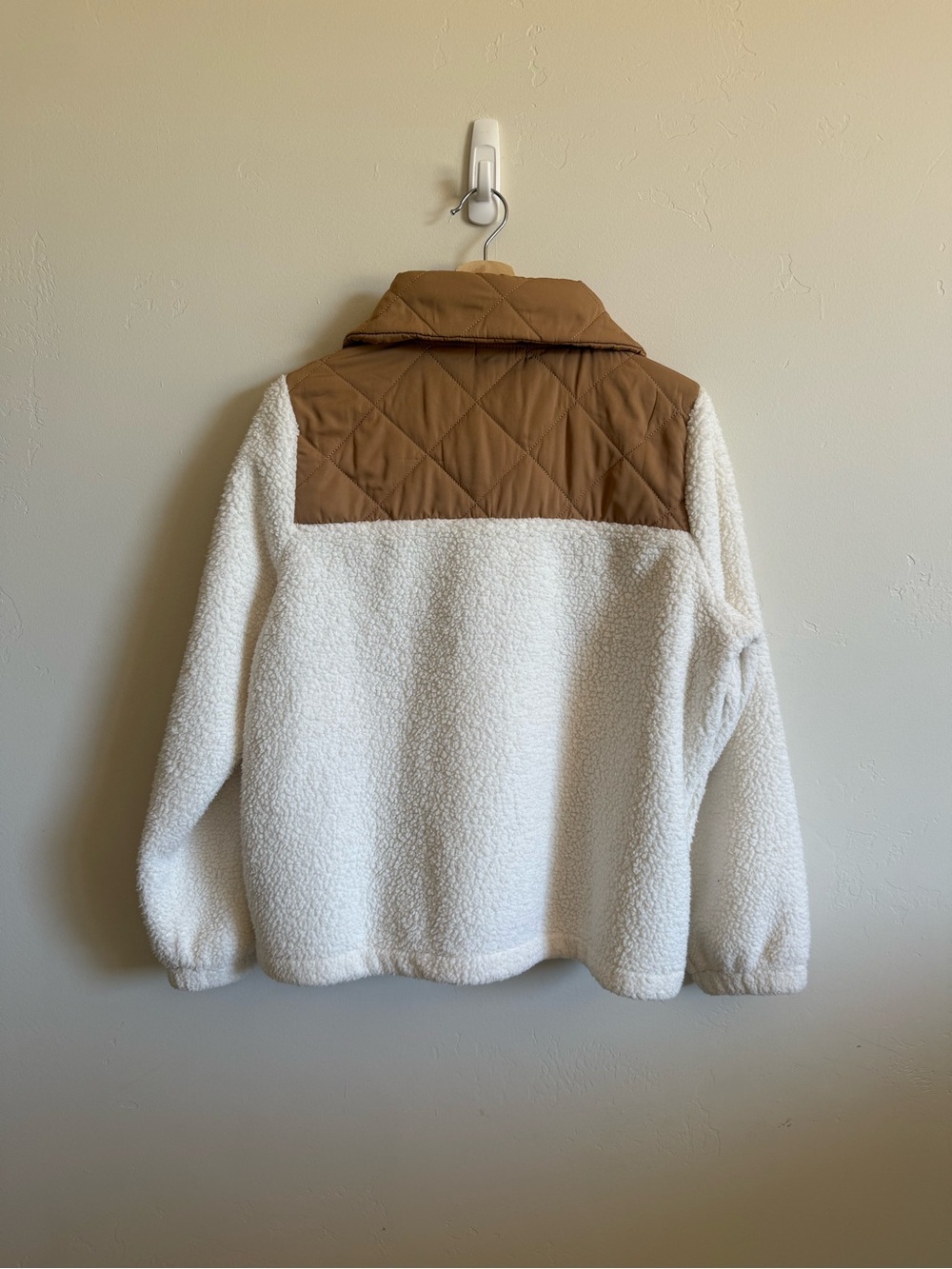 J.Crew Sherpa Fleece Quarter Zip Pullover Jacket Ivory Tan Size Medium - Picture 5 of 8